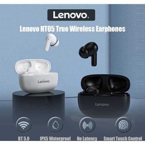 Lenovo HT05 BT5.0 Wireless Earphones In-Ear Earbuds with Smart Touch Control IPX5 Waterproof Binaural HD Call 3.7g Headset