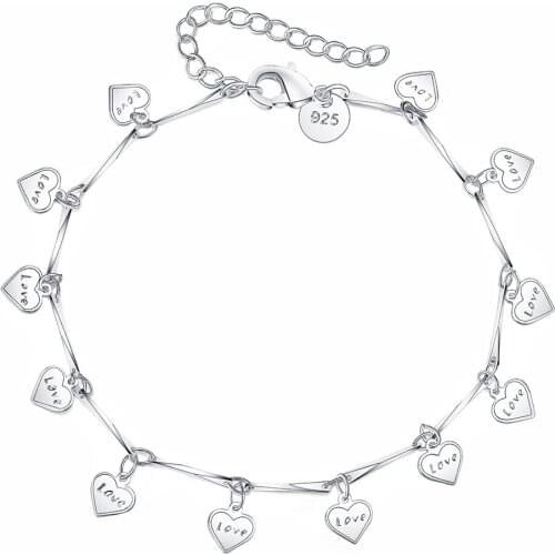 925 sterling silver hook heart-to-heart LOVE love bracelet love couple bracelet small jewelry exquisite jewelry accessories