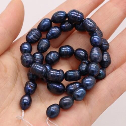 Natural Freshwater Pearl Loose Beads Black AA Rice Pearls for Jewelry Making DIY Elegant Bracelet Necklace Accessories Gift 36cm