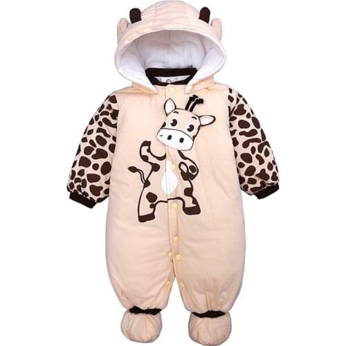 Newborn Baby Rompers Long Sleev Hooded Coat Super Soft Warm Winter Pure Cotton Wrap foot Infant Jumpsuit Toddler Pajamas Clothes