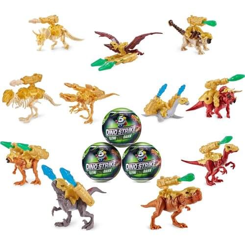 Dinosaure 5 Surprise Dino Strike Surprise Mystery Battling Glow Dark Zuru Cute Action Anime Figure Toys For Boys Kids Toys Gifts