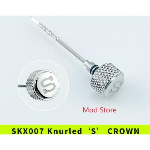 HOT SKX007/SKX007J1 Knurled Crown Signed 'S' Mod Parts Polished Finish For 7S26 NH35/36 NE15 4R36 Movement
