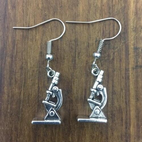 Charisma Human chemical bottle microscope cone silver plated mini earrings fashion jewelry friends teacher gift DIY