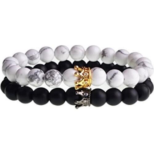 Crown 8mm bohemian multicolor Agate beads Chakra Reiki Buddha Yoga Bracelet elastic adjustable Volcanic Stone Bangles ugh45