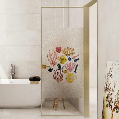 Frosted window film glass sticker custom office anti-peep hotel toilet restaurant decoration film Marine life jellyfish Print