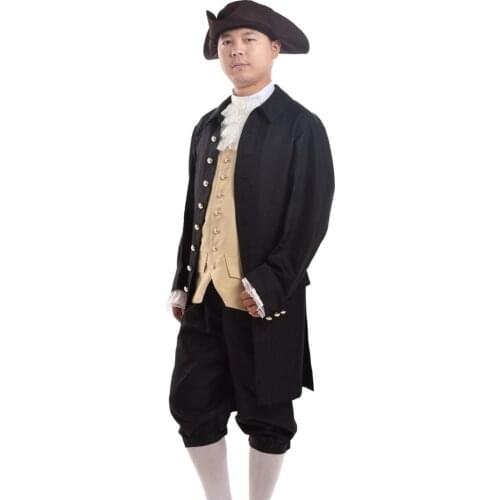Colonial Costume Men Rococo Patriotic Adult Canival Party Cosplay Suit Outfit