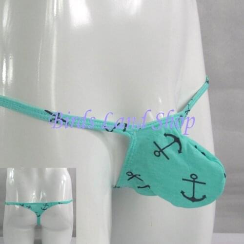 Mens Pouch Thong Bulge Enhancer Low Rise T Back Anchor prints G403C