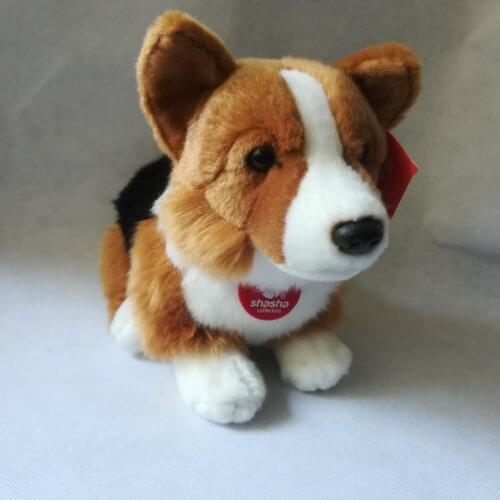 About 28cm squatting welsh corgi soft doll black&brown dog plush toy kids toy birthday gift h2869