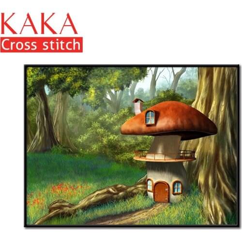 Cross stitch kits,Embroidery needlework sets with printed pattern,11CT-canvas for Home Decor Painting,Landscape Full NCKS043