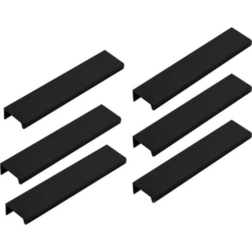 New 15Cm Black Aluminum Household Kitchen Cabinet Drawer Set Long Middle Finger Edge Pull Tab Handle (6 Pcs)