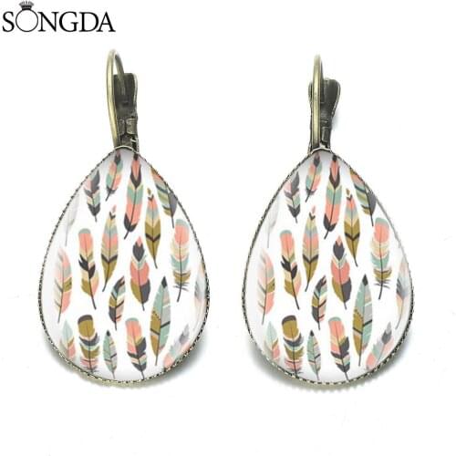 Charming Fashion Peacock Feather Teardrop Hook Earrings For Women Men Gifts Bohemian Retro National Wind Jewelry Accessories