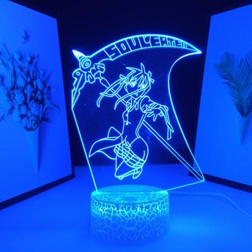 Soul Eater Anime Figure Maka Albarn Kids LED Night Light for Home Decoration Girls Manga Gift Room Bedside Desk 3D Lamp Dropship