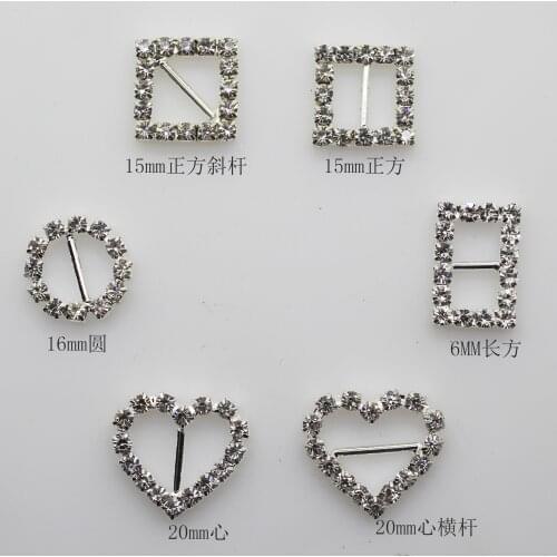 10pcs 6 designs diamante rhinestone buckle silver Chair Sash Ribbon Slider