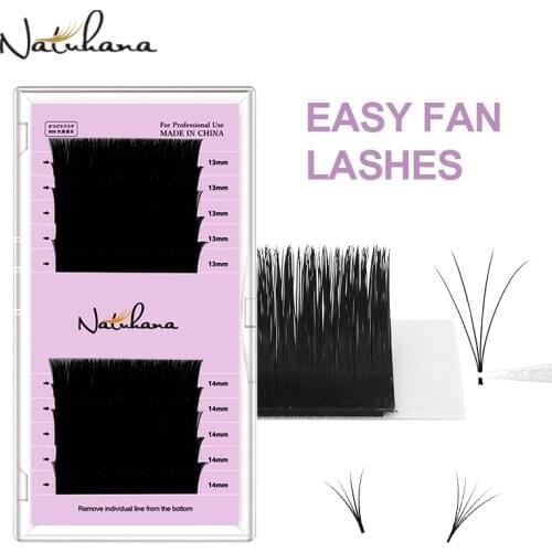 NATUHANA 0.05mm Auto fans Eyelash Extensions Easy Fan Bloom Fake Eyelashes Faux Mink Blossom Eyelash Russian Volume Lash Fans