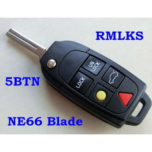RMLKS Folding 4 5BTN Remote Key Blank Shell NE66 Blade Fit For VOLVO S60 S80 V70 XC70 XC90 Car Key Fob