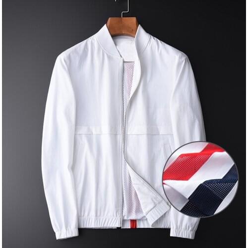 Baseball Collar Luxury Mesh Contrast Color Design White Mens Jackets And Coats Slim Casual Sport Coat Men 4XL