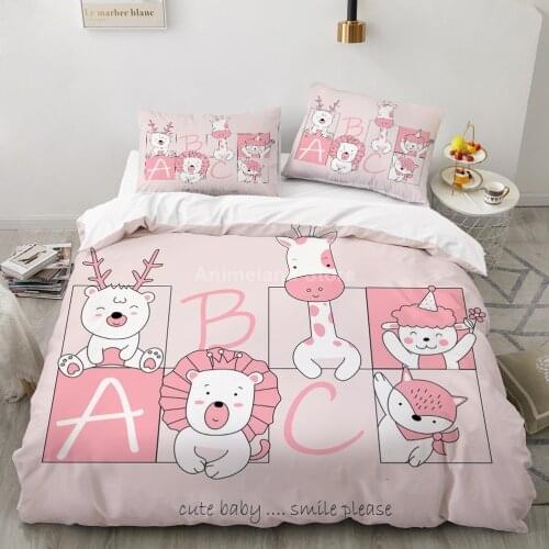 Pink Cute Animal 3d Bedding Set For Girl Bed Linen Quilt Duvet Cover Sets Home Textile Decor Twin Single Queen King Size Fashion