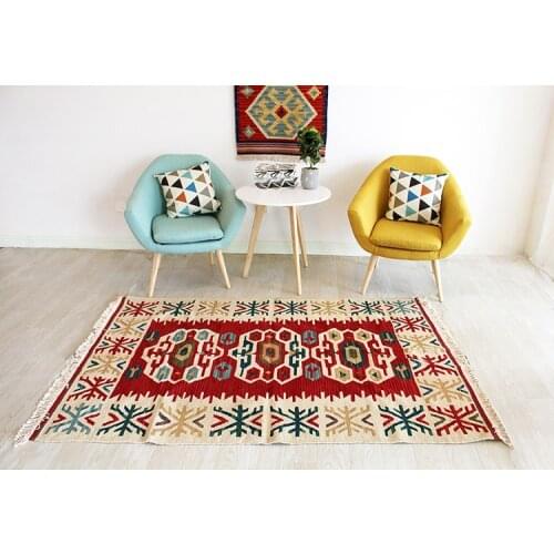 Hand woven kilim carpet hand embroidered big for living room geometric Southwestern Style Wool Rug Carpet