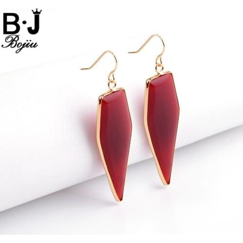 Bojiu Top Natural Stone Earrings For Women Colorful Drop Earrings New Jewelry Festival Christmas Gifts pendientes EA034