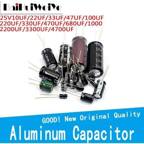 50V High Frequency Aluminum Capacitor DIP 0.1UF 0.47UF 1UF 2.2F 3.3UF 4.7UF 10UF 22UF 33UF 47UF 100UF 220UF 330UF 470UF 680UF