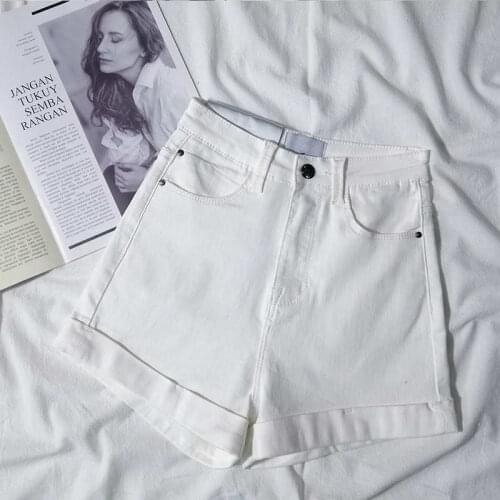 XS-5XL Plus Size High Waist Denim Shorts Women Retro White Black Stretch Skinny Jeans Shorts Female Casual Summer Shorts C7241