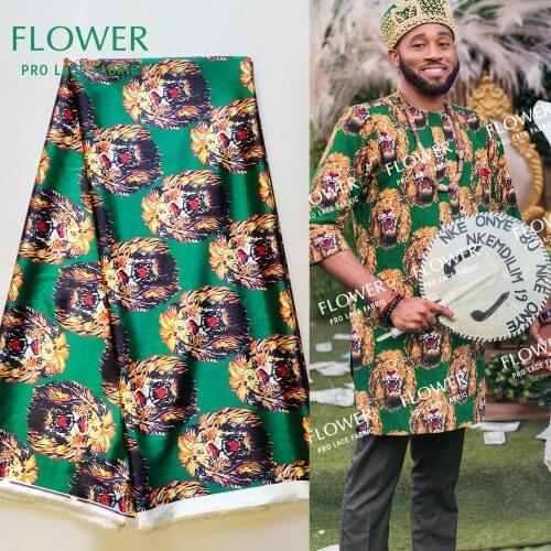 Green African Ankara Isiagu Prints Silk Lace Material For Indian Nigerian Traditional Wedding Gowns Dress Sewing Chiffon Fabrics