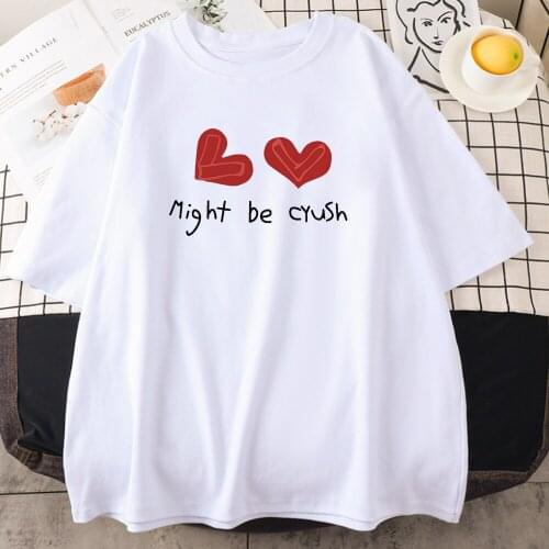 Cute Kawaii Heart Prints Womens Tshirts Streetwear High Quality Clothing Manga Breathable Tshirts Fashion Loose T Shirt Men
