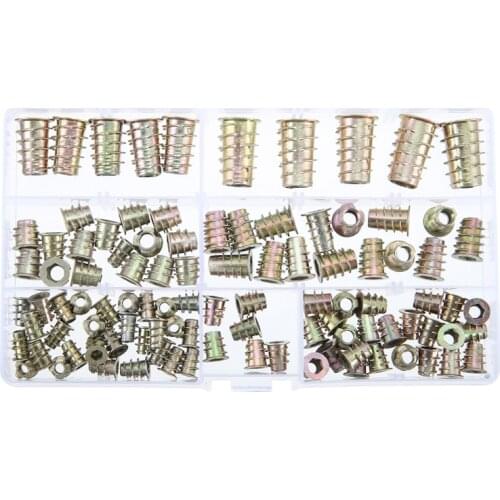 100PCS Screw Insert Nuts Asstorment Kit Zinc Alloy Furniture Hex Socket Screw M4 M5 M6 M8 M10 Threaded Hex Drive Inserts Nuts