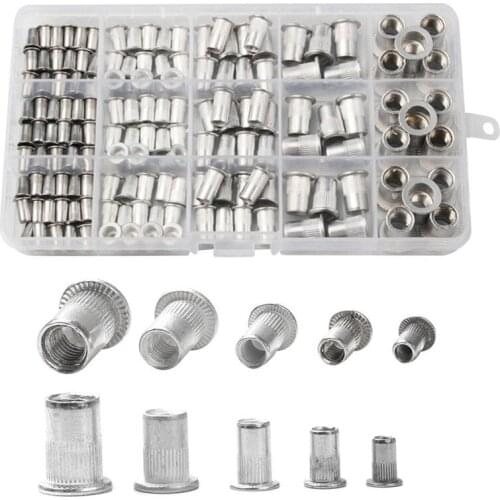 150PCS Aluminum Alloy Rivet Nut M3 M4 M5 M6 M8 Flat Head Threaded Rivet Insert Nutsert Cap Rivet Nut