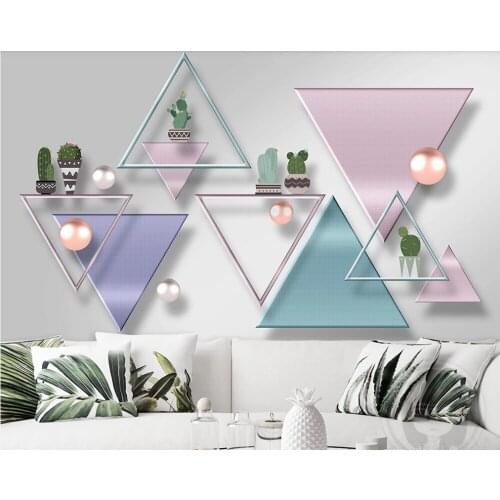 Custom wallpaper 3d three-dimensional geometric marble mosaic modern minimalist TV background wall-waterproof material