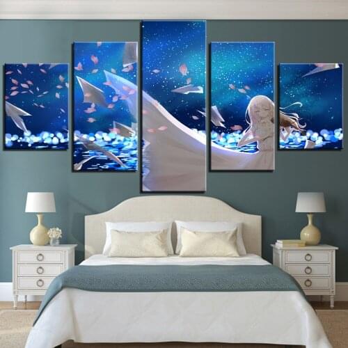 5 Pieces Shigatsu Wa Kimi No Uso Cartoon Painting Your Lie Is in April Wallpapers Girl Violin Posters Sky Wind Home Room Decor