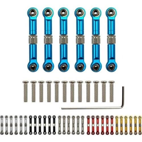 6Pcs Adjustable for Wltoys 1/18 A949 A959 A969 A979 K929 Aluminum Upgrade Spare Parts Metal Linkage Pull Rod Servo Link A959-B