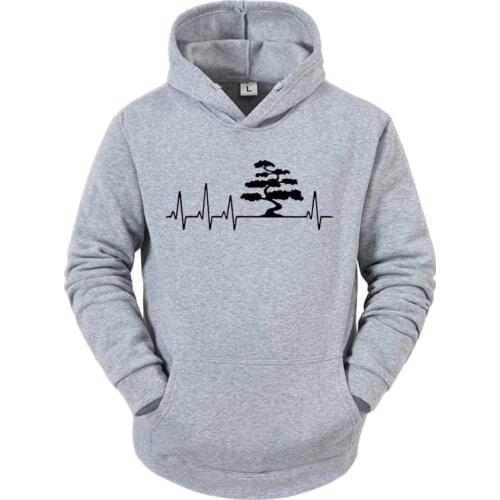 Bonsai Tree Gardening Gift Bonsai Heartbeat Hoodies Funny Top Casual O Neck Men Sweatshirt Long Sleeve Harajuku Oversized Hoodie