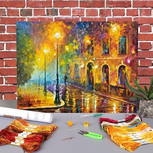 Oil Painting Style Printed 11CT Cross Stitch Embroidery Patterns DMC Threads Painting Handiwork Sewing Knitting Floss Mulina