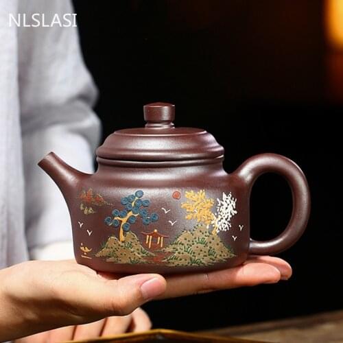 Chinese Yixing Boutique Tea Pot Famous Handmade Purple Clay Teapot Beauty Kettle Home Tea Ceremony Customized Gifts 310ml