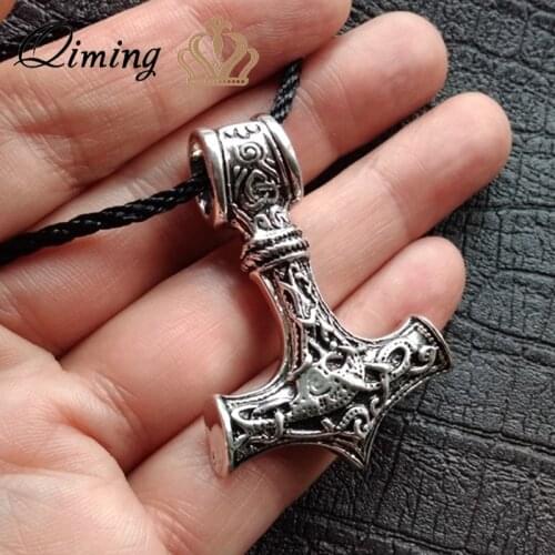 QIMING Nordic Style Mens Necklace Women fashion Thor Hammer Pendant Mjolnir Norse Slavic Axe Retro Gothic Gifts For Men Jewelry