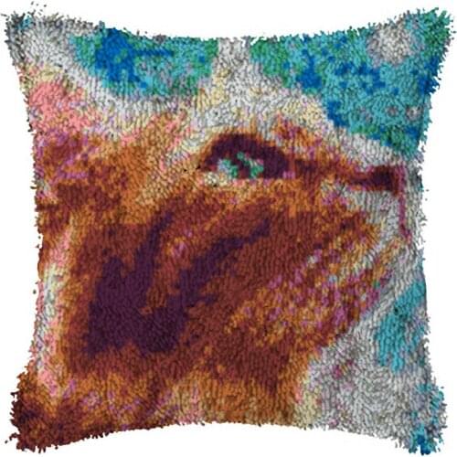 Cat Latch Hook Kit Make Cushion Flamingo Canvas Crochet Pillow Case Latch Hook Cushion Cover Arts & Craft