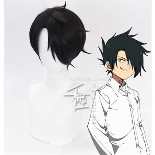 Cos Ray Wig Black Hair Wig Anime The Promised Neverland Cosplay Hair Synthetic Cosplay Wig 25cm