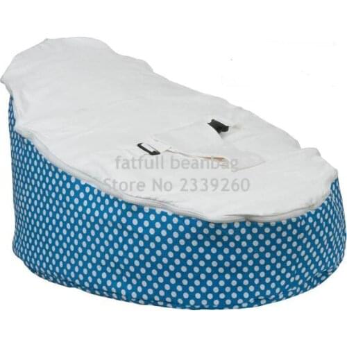COVER ONLY, NO FILLINGS - aqua blue dots baby bean bag chair, sleeping beanbag toddlers