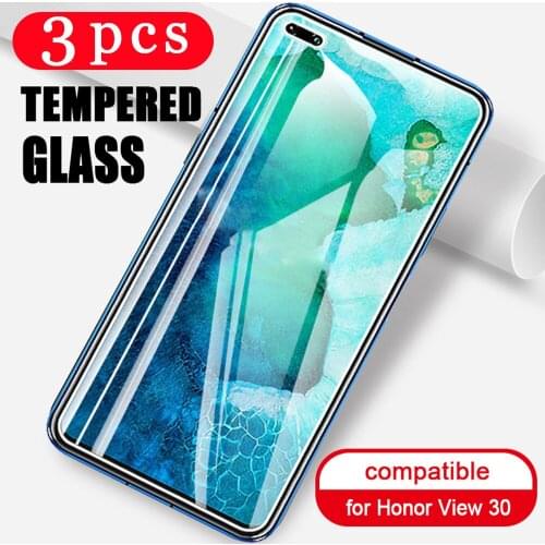 3Pcs tempered glass for huawei honor view 30 pro plus v30 30s 20 lite 20i 20s v20 phone screen protector glass protective film