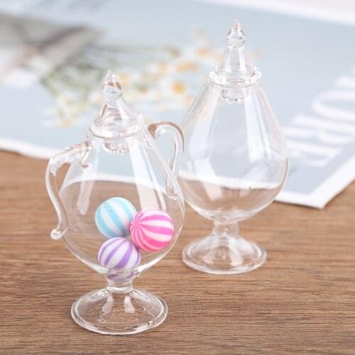 1:12 Dollhouse Miniature Glass Candy Jar Simulation Candy Bottle Doll Model Toy For Dollhouse Decals New
