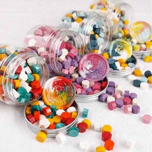 100pcs Mixed Color Octagon Sealing Wax Beads Seal Stamp Beaded Waxes for Wedding Office Vintage Craft Decor Card Making Tools