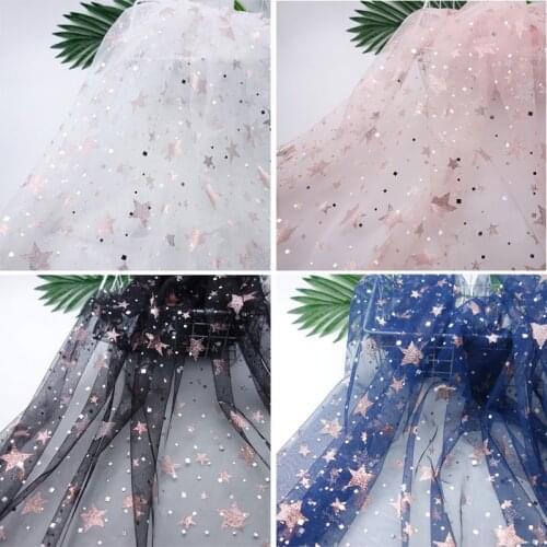 160cm Wide Soft Stars Square Sequin Mesh Lace Fabric For Sewing Girls' Tulle Dress/Wedding Garment Background Decorative Cloth