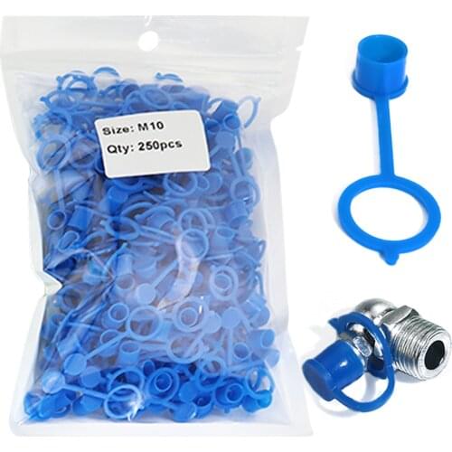 250PCS Grease Fitting Caps Blue Polyethylene Dust Caps for M10 Metric Thread Grease Zerk Nipple Fitting