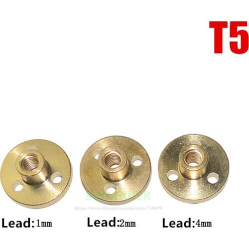 5pcs 3D printer T5 Brass Nut Z-axis trapezoidal nut POM for T5 Lead Screw