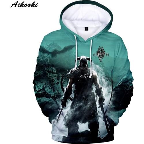 Aikooki New The Elder Scrolls V 3D Hoodies Men Sweatshirts Hoody 3D Print SKYRIM Hooded Men Women Cotton Polluvers Thin 3d Tops