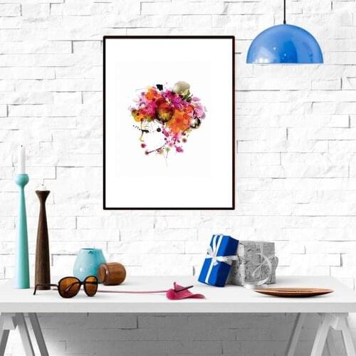 Watercolor Abstract Beauty Head Portrait Canvas Painting Bar Coffee House Posters Living Room Creative Home Wall Decor Pictures