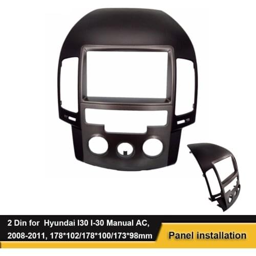 2 Din car radio fascia fit for Hyundai I30 I-30 Manual AC Facia (MANUAL AC, KOREAN, LHD)Radio Fascia Installation kit 2008-2011