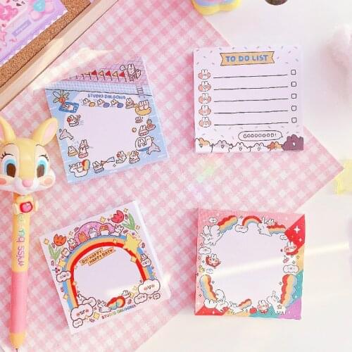 80 Sheets Kawaii Rainbow Rabbit Girls Notepad Daily Craft Notebook Sticky Notebook Escolar Papelaria School Supplies Cute Gift