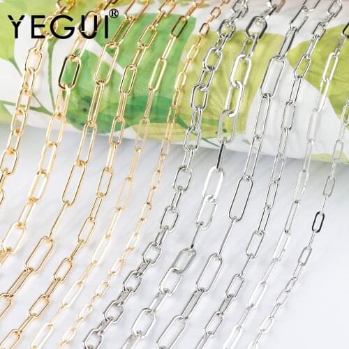 YEGUI C201,diy chain,18k gold plated,copper metal,rhodium plated,hand made chain,diy bracelet necklace,jewelry making,1m/lot